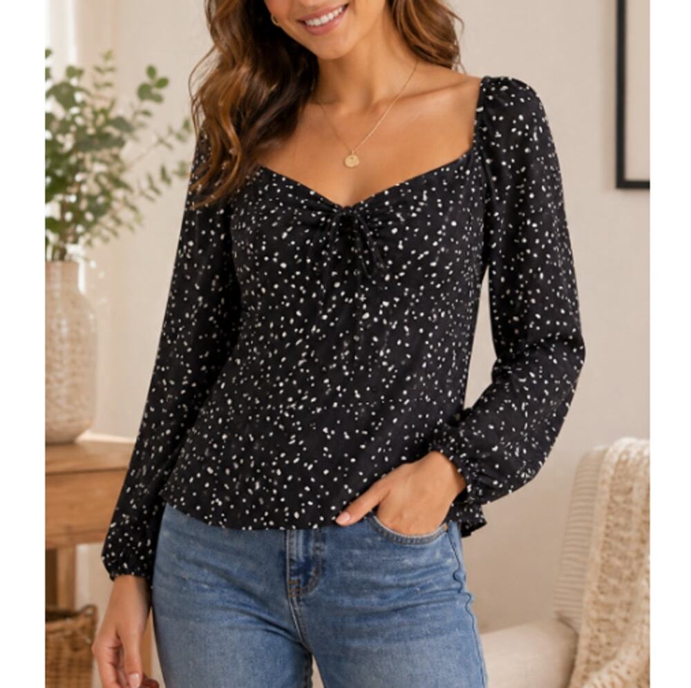 New DR2 Anthropologie Women's Black Sheer Off The Shoulder Blouse Size XS
